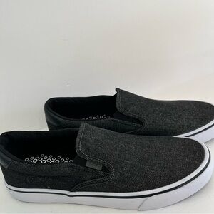 Lugz Men's Sammy Canvas Slip-on Sneaker 10 Blackish Tennis Shoe White Rubber